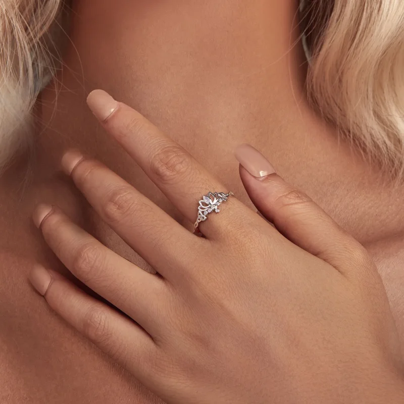 (imagine pentru) Inel de stil Pandora cu lotus - BSR487 - Vizualizare 4