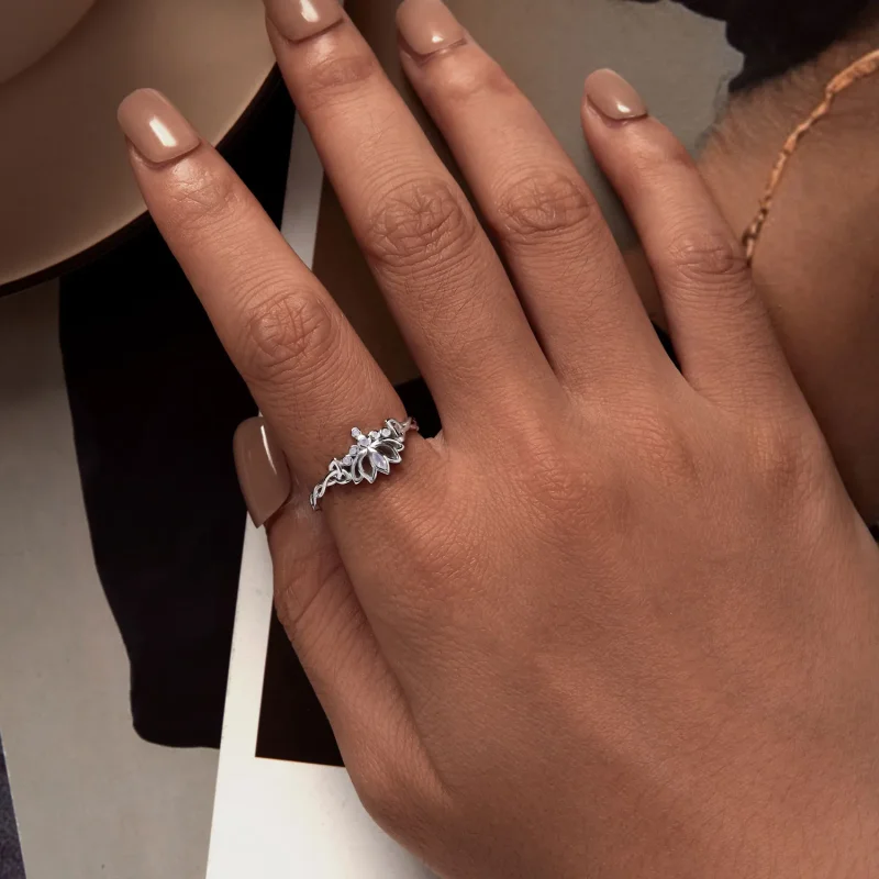 (imagine pentru) Inel de stil Pandora cu lotus - BSR487 - Vizualizare 5
