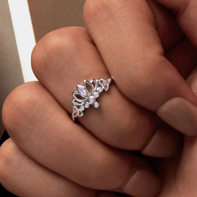 (imagine pentru) Inel de stil Pandora cu lotus - BSR487 - Vizualizare 6