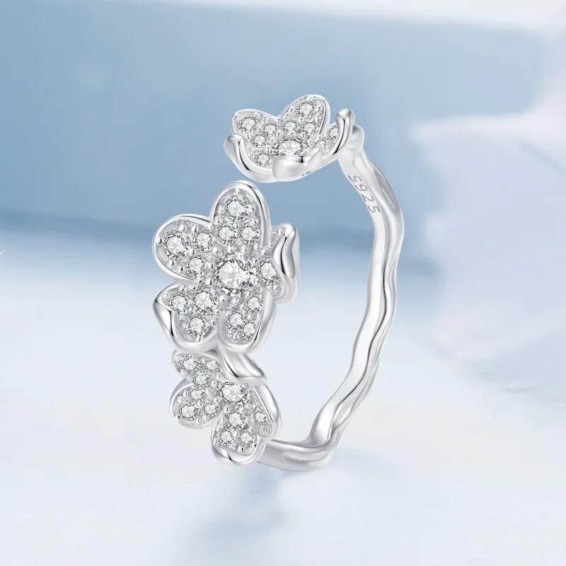 (imagine pentru) Inel de stil Pandora plin cu flori - BSR447 - Vizualizare 2