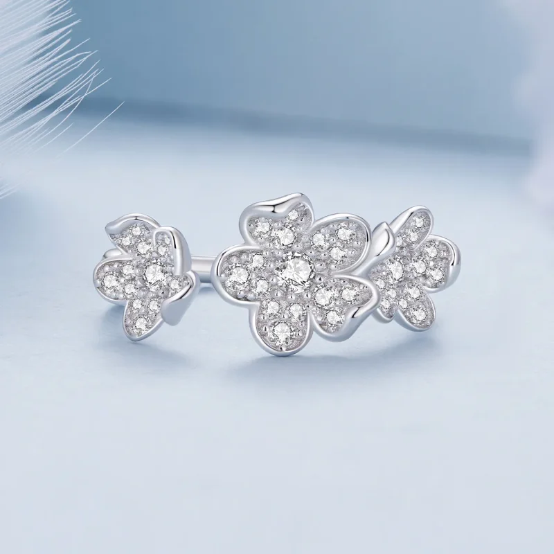 (imagine pentru) Inel de stil Pandora plin cu flori - BSR447 - Vizualizare 3