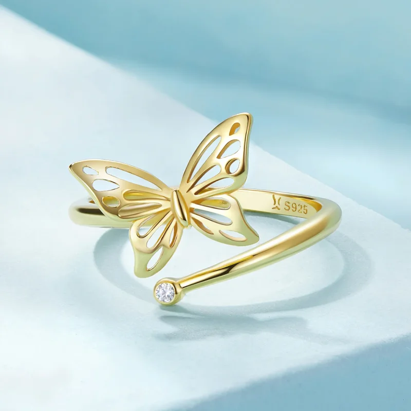 (imagine pentru) Inel de vis cu fluture aurit în stil Pandora - SCR448-B - Vizualizare 3