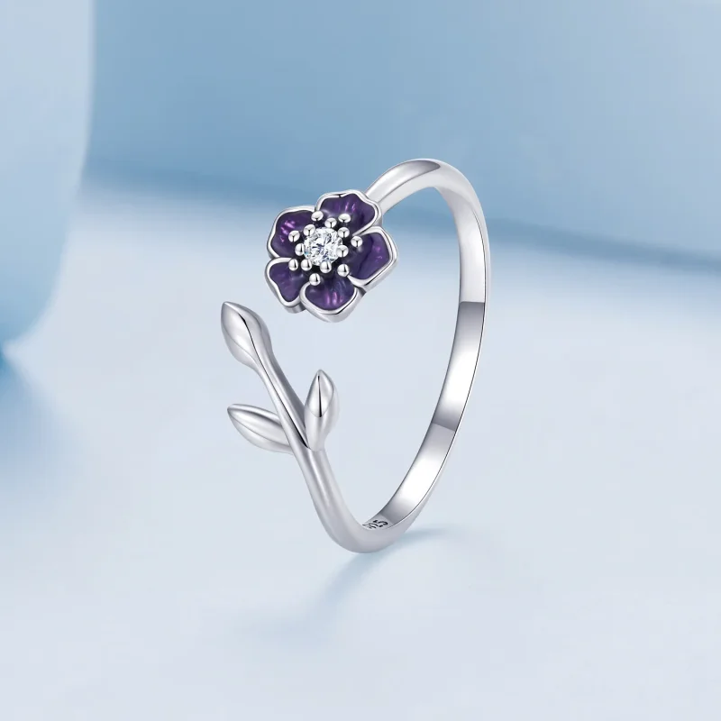 (imagine pentru) Inel deschis cu floare în stil Pandora - BSR394 - Vizualizare 2