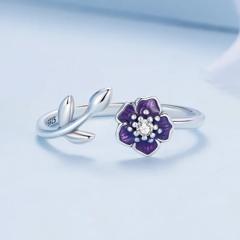 (imagine pentru) Inel deschis cu floare în stil Pandora - BSR394 - Vizualizare 3