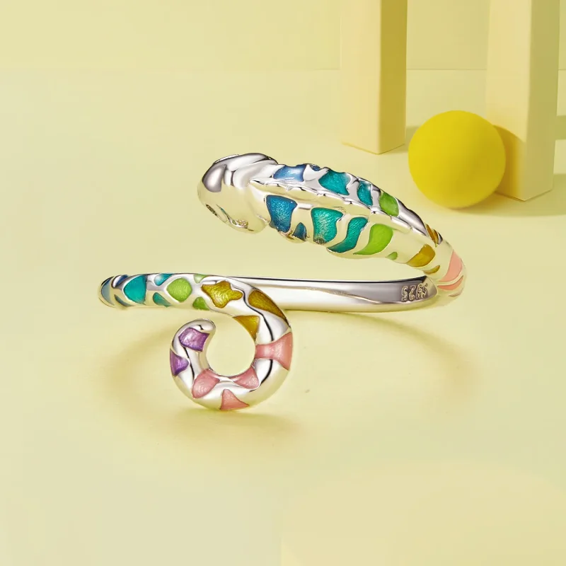 (imagine pentru) Inel deschis de stil Pandora cu model Cameleon - BSR475-E - Vizualizare 3