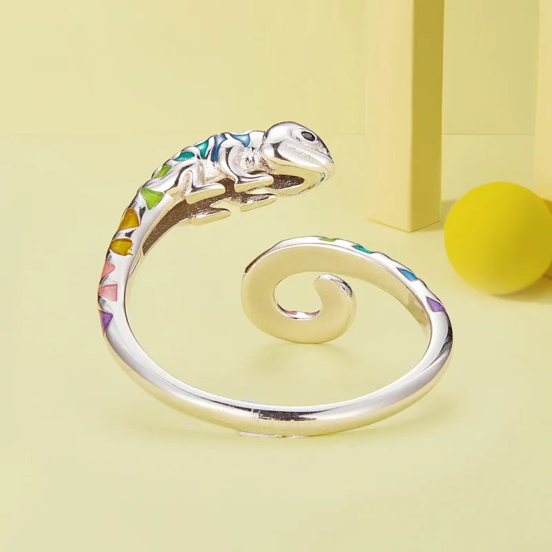 (imagine pentru) Inel deschis de stil Pandora cu model Cameleon - BSR475-E - Vizualizare 4