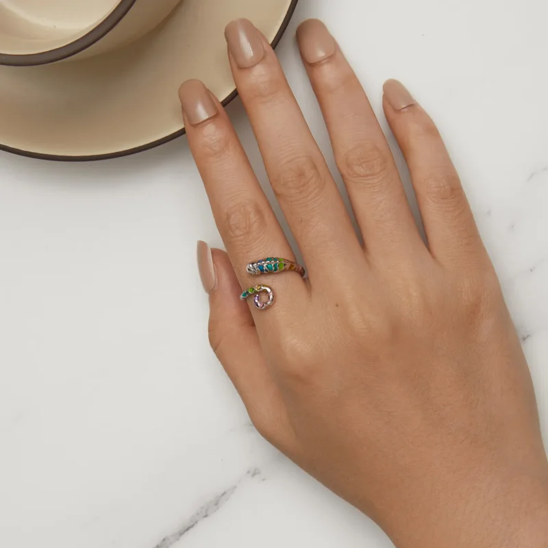 (imagine pentru) Inel deschis de stil Pandora cu model Cameleon - BSR475-E - Vizualizare 6