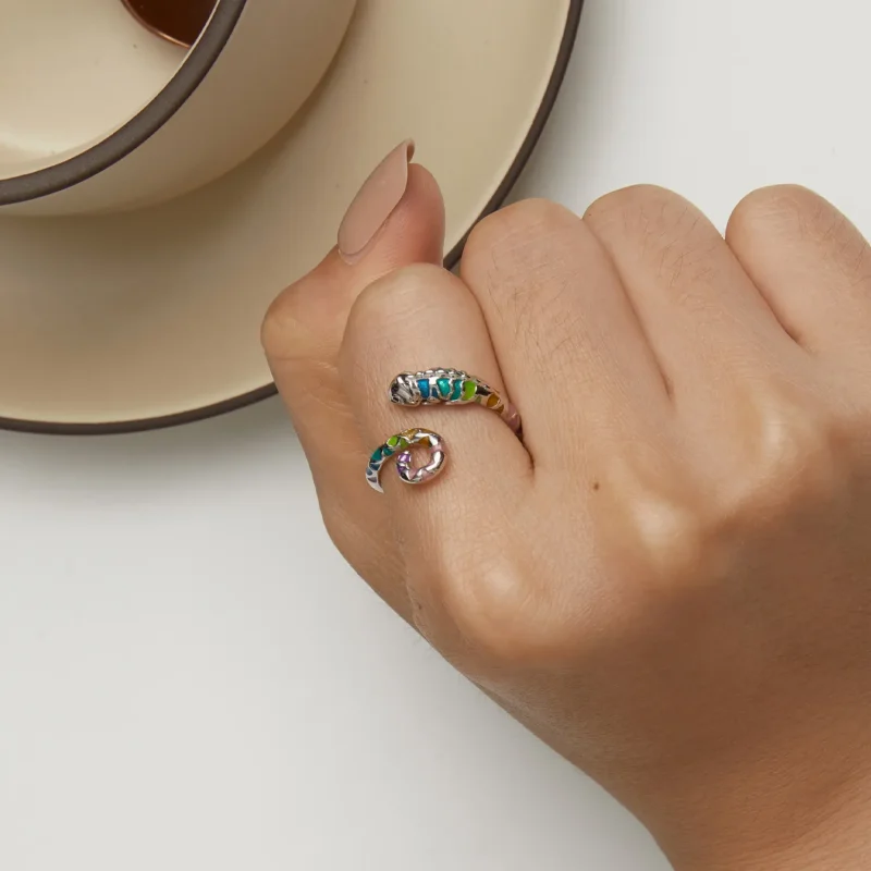 (imagine pentru) Inel deschis de stil Pandora cu model Cameleon - BSR475-E - Vizualizare 7