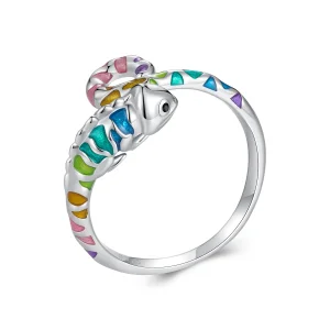 (imagine pentru) Inel deschis de stil Pandora cu model Cameleon - BSR475-E