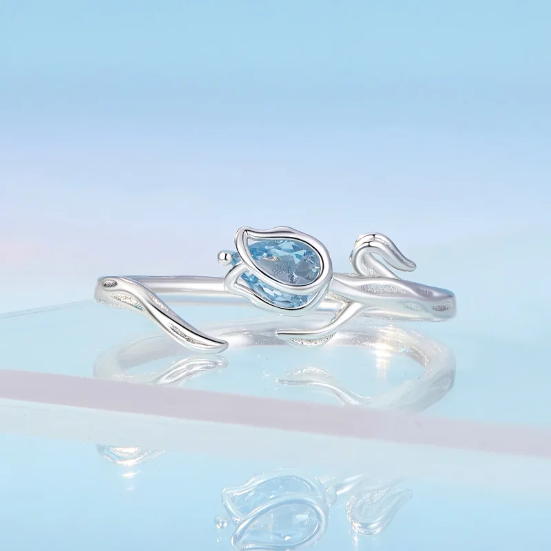 (imagine pentru) Inel deschis în stil Pandora cu floare de lalele - BSR465-E - Vizualizare 3