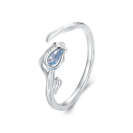 (imagine pentru) Inel deschis în stil Pandora cu floare de lalele - BSR465-E