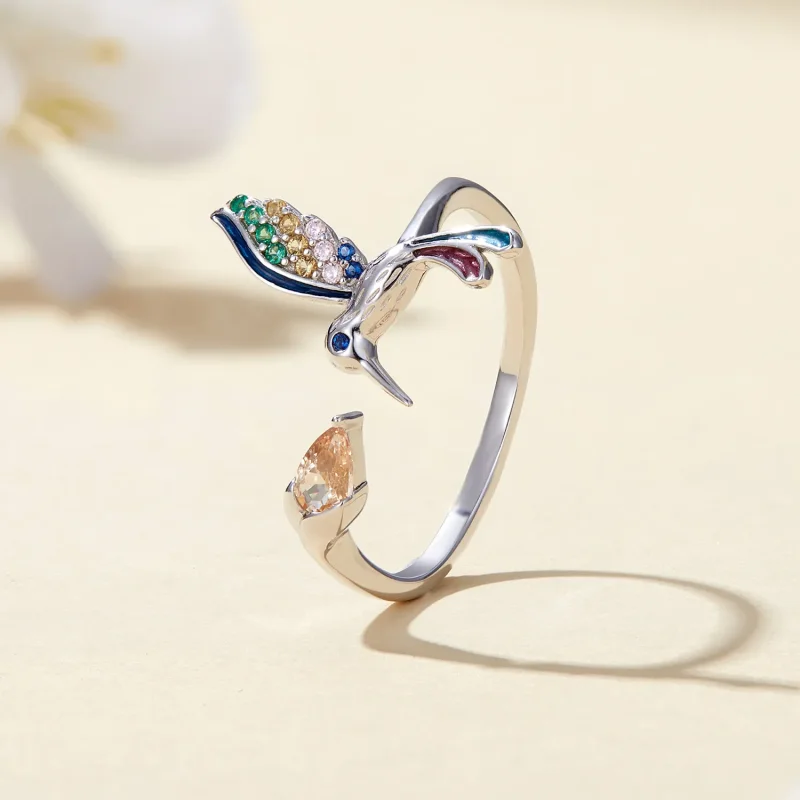 (imagine pentru) Inel deschis în stil Pandora cu pasărea colibri - BSR391 - Vizualizare 2