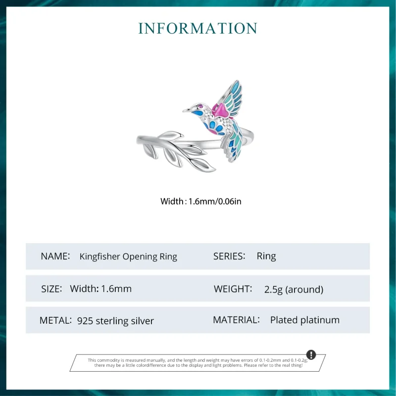 (imagine pentru) Inel deschis în stil Pandora cu pasărea Kingfisher - BSR483-E - Vizualizare 6