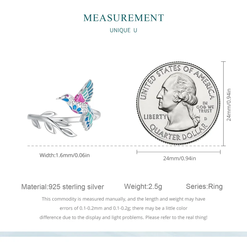 (imagine pentru) Inel deschis în stil Pandora cu pasărea Kingfisher - BSR483-E - Vizualizare 7