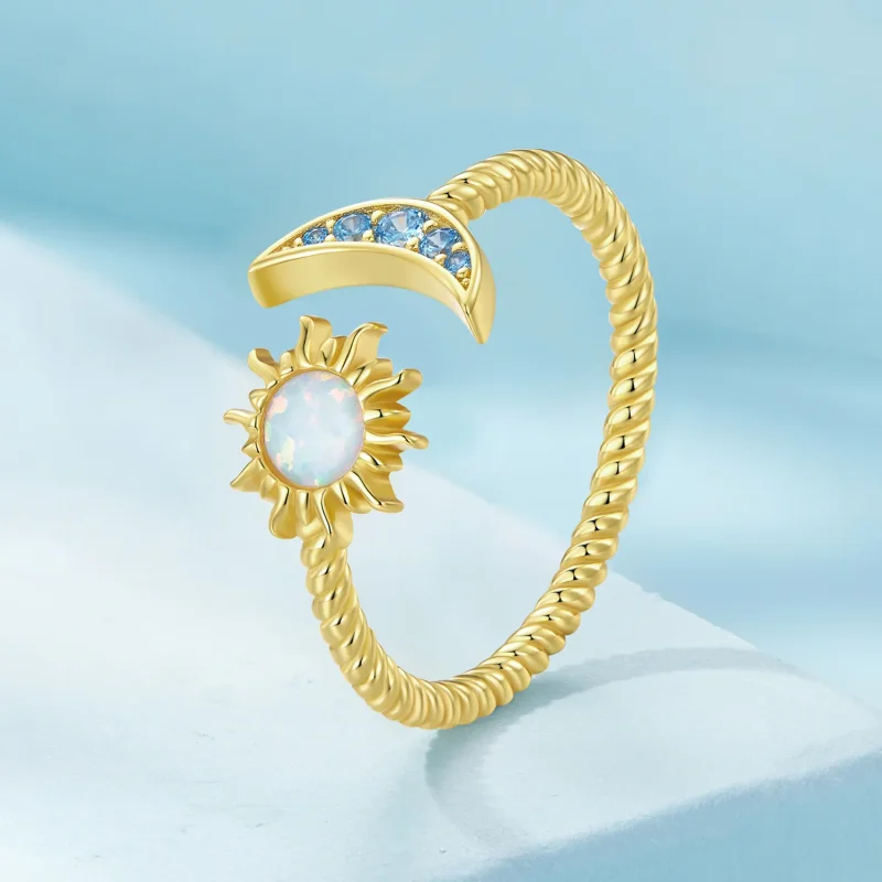 (imagine pentru) Inel deschis în stil Pandora, cu soare, lună și stele - SCR796-B - Vizualizare 2