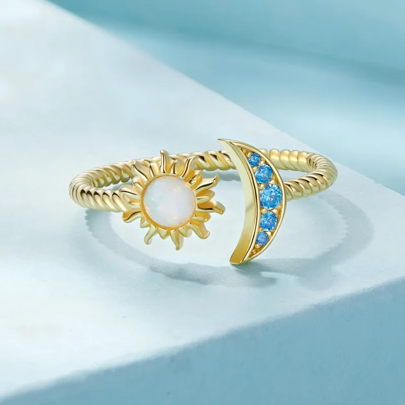 (imagine pentru) Inel deschis în stil Pandora, cu soare, lună și stele - SCR796-B - Vizualizare 3