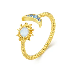 (imagine pentru) Inel deschis în stil Pandora, cu soare, lună și stele - SCR796-B