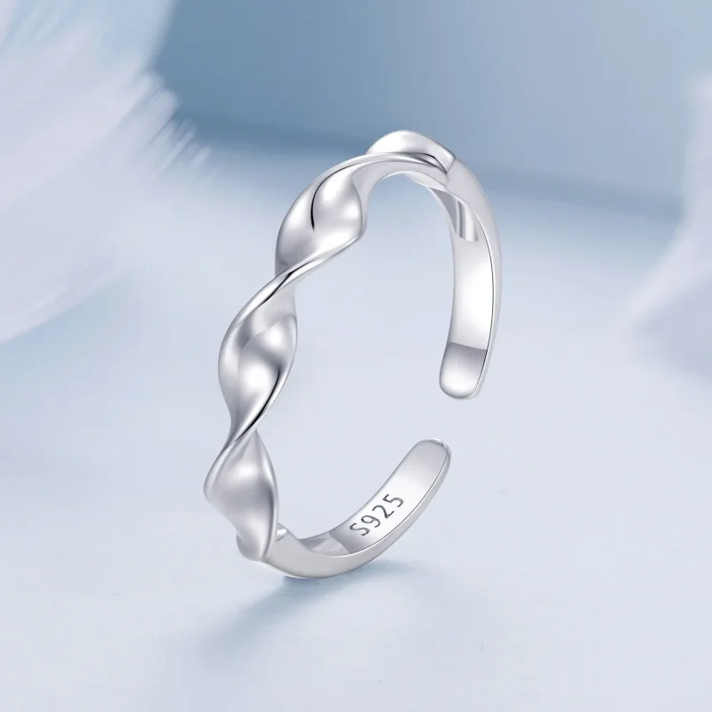 (imagine pentru) Inel din argint sterling, stil Pandora, cu design împletit - BSR468-E - Vizualizare 2