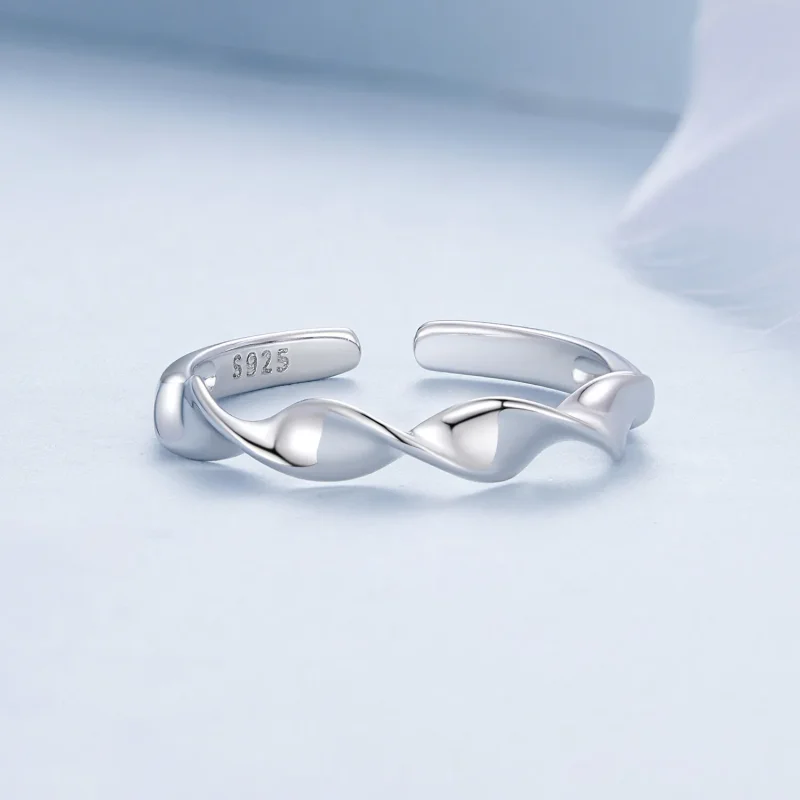 (imagine pentru) Inel din argint sterling, stil Pandora, cu design împletit - BSR468-E - Vizualizare 3