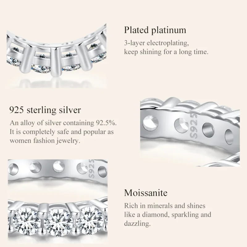 (imagine pentru) Inel Moissanite Pandora Style Lucitor (Un certificat) - MSR020 - Vizualizare 4