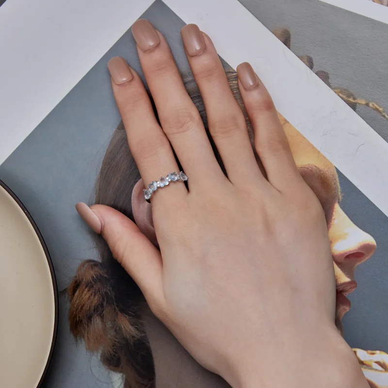 (imagine pentru) Inel în stil Pandora cu inimă albastră marină - BSR406 - Vizualizare 6