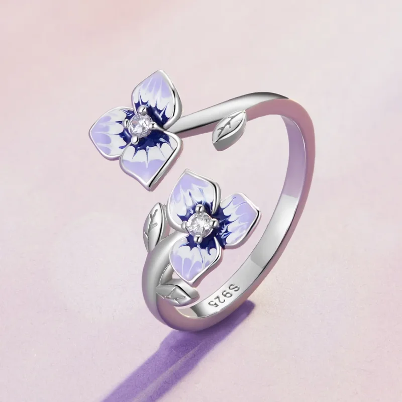 (imagine pentru) Inel Pandora cu model Viola - BSR451-E - Vizualizare 2