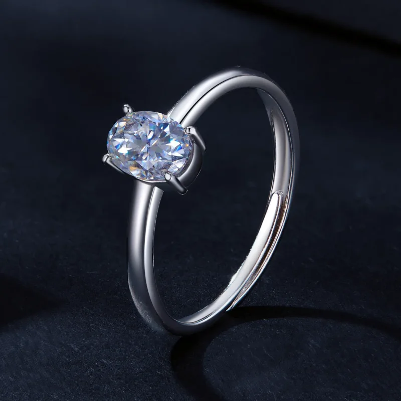 (imagine pentru) Inel Pandora stil, cu un moissanit în formă de ou de 1 ct (un certificat) - MSR0 - Vizualizare 2