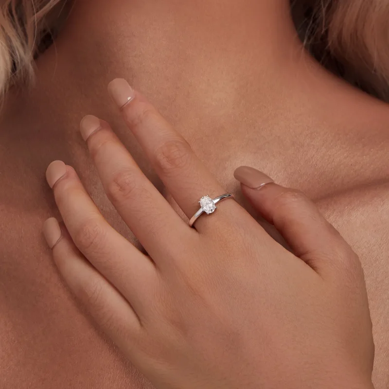(imagine pentru) Inel Pandora stil, cu un moissanit în formă de ou de 1 ct (un certificat) - MSR0 - Vizualizare 5