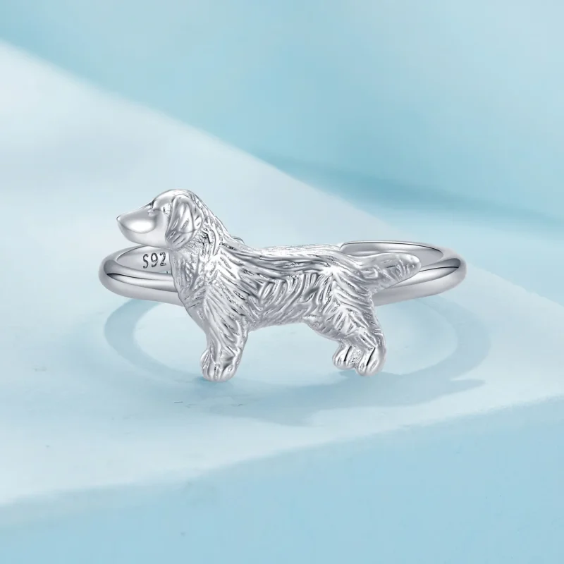 (imagine pentru) Inel Pandora stil mic cu un cercel Golden Retriever - SCR952 - Vizualizare 3