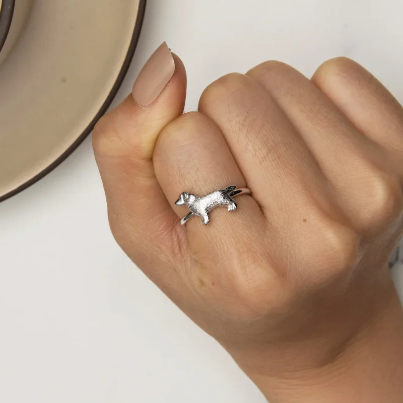 (imagine pentru) Inel Pandora stil mic cu un cercel Golden Retriever - SCR952 - Vizualizare 6