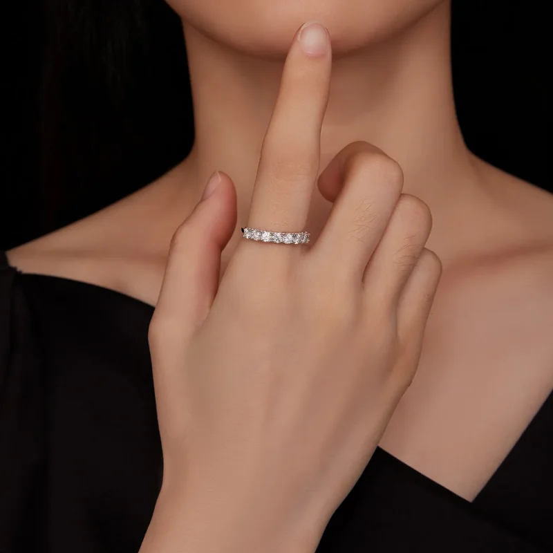 (imagine pentru) Inel Pandora Style cu model Moissanite (Un certificat) - MSR015 - Vizualizare 8