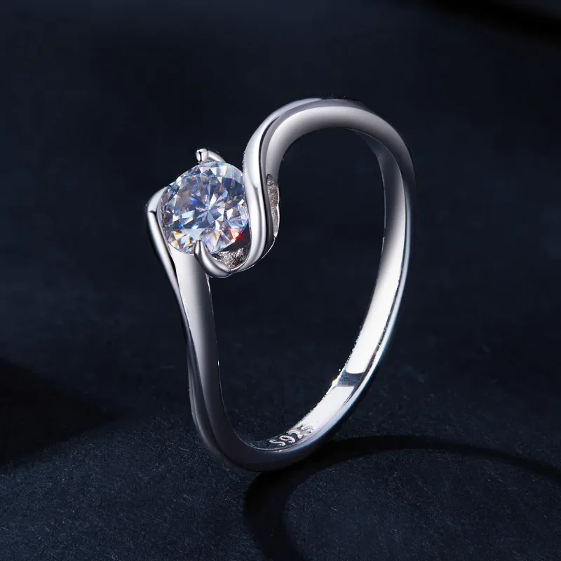 (imagine pentru) Inel Pandora Style cu Moissanite de 0.5 Ct (Un Certificat) - MSR040 - Vizualizare 2
