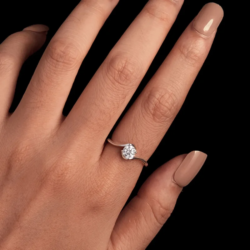 (imagine pentru) Inel Pandora Style cu Moissanite de 0.5 Ct (Un Certificat) - MSR040 - Vizualizare 5