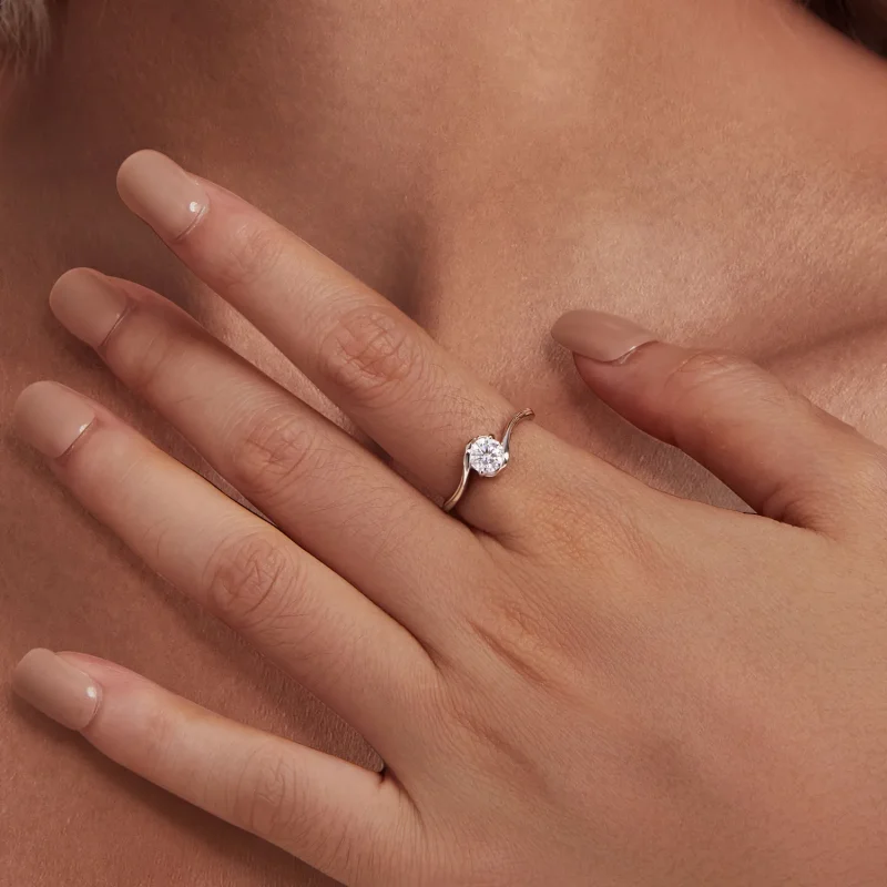 (imagine pentru) Inel Pandora Style cu Moissanite de 0.5 Ct (Un Certificat) - MSR040 - Vizualizare 6