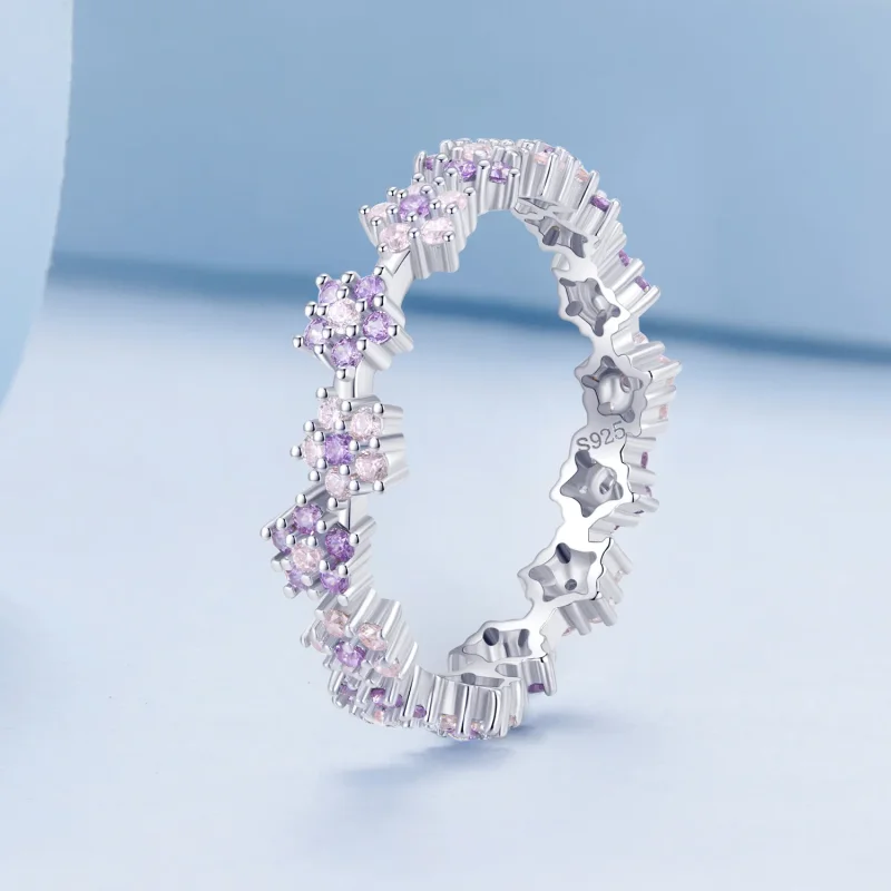 (imagine pentru) Inel Pandora Style Purpuriu cu Floare Exquisite și Zirconii - BSR359 - Vizualizare 2