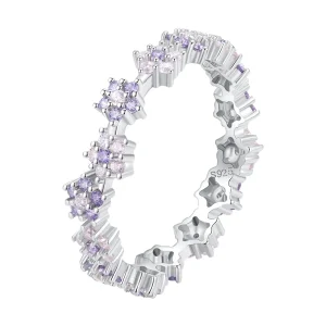 (imagine pentru) Inel Pandora Style Purpuriu cu Floare Exquisite și Zirconii - BSR359