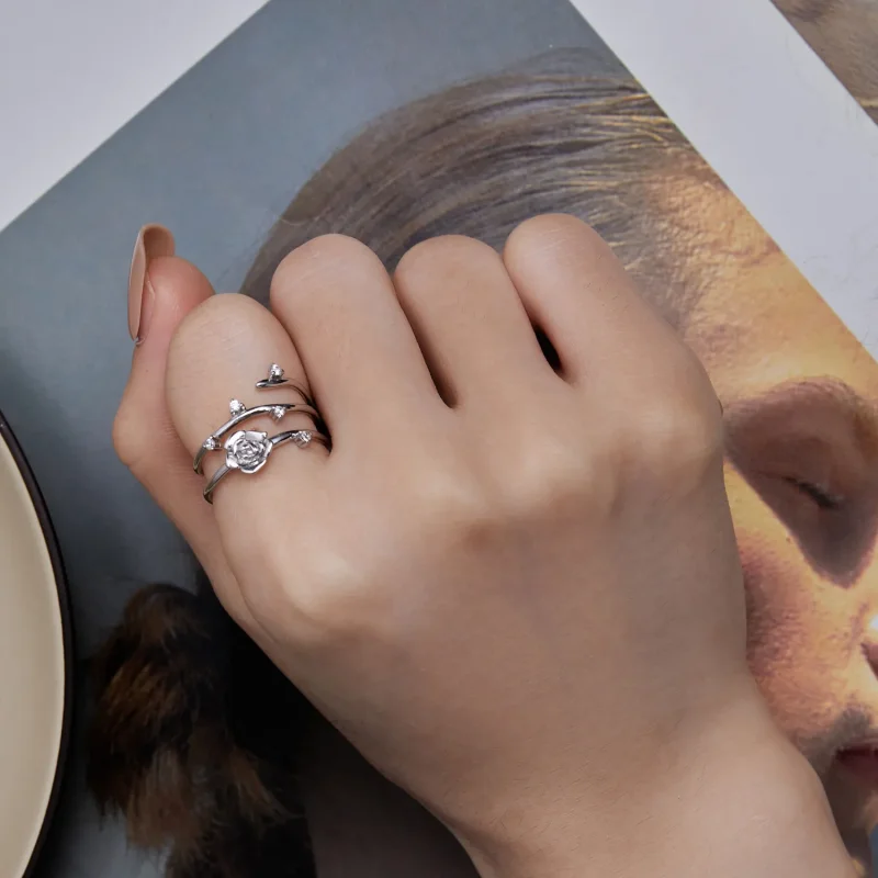 (imagine pentru) Inel personalizat în stil Pandora, cu design versatil de viță de trandafir - BSR - Vizualizare 7
