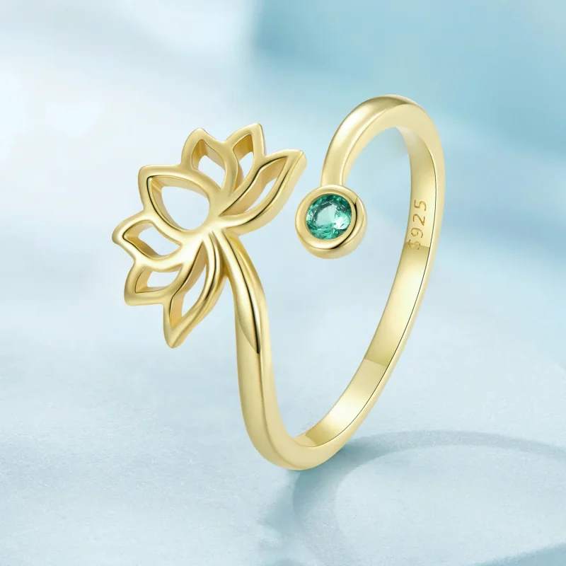 (imagine pentru) Inel simplu de stil Pandora cu floare de lotus deschisă - SCR821-B - Vizualizare 2