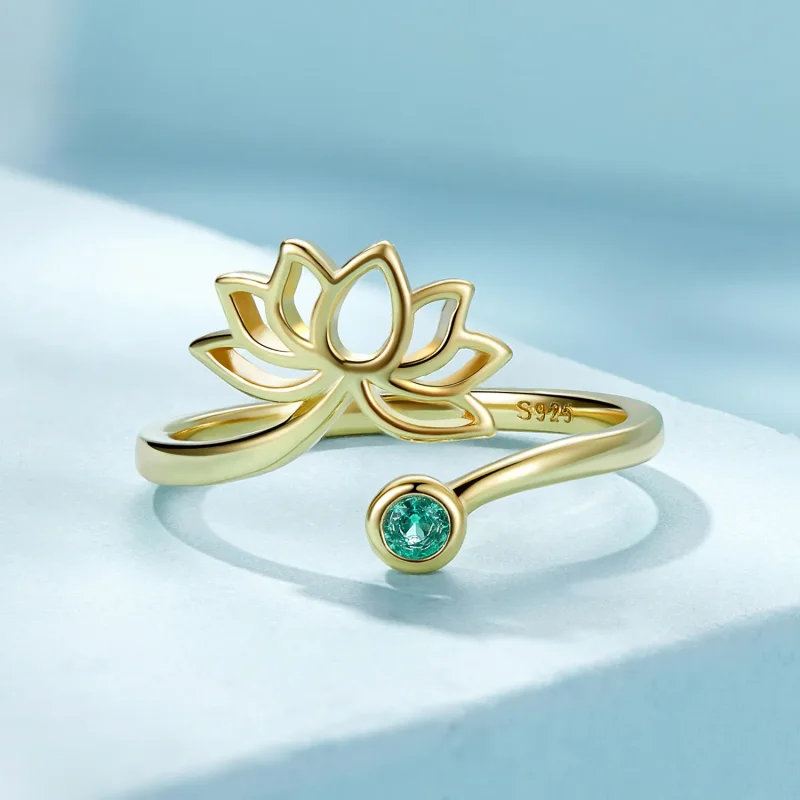(imagine pentru) Inel simplu de stil Pandora cu floare de lotus deschisă - SCR821-B - Vizualizare 3
