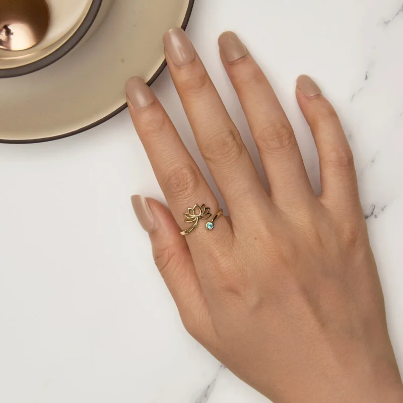 (imagine pentru) Inel simplu de stil Pandora cu floare de lotus deschisă - SCR821-B - Vizualizare 5