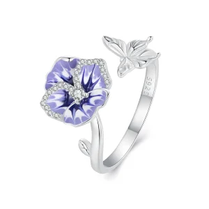 (imagine pentru) Inel stil Pandora cu floarea panselută - BSR452-E