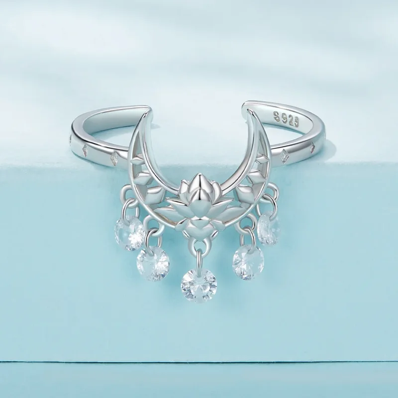(imagine pentru) Inel stil Pandora cu lună și lotus - SCR955 - Vizualizare 3