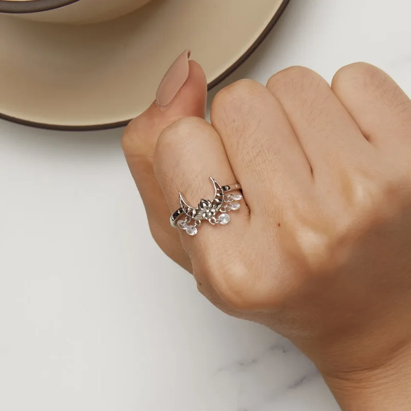 (imagine pentru) Inel stil Pandora cu lună și lotus - SCR955 - Vizualizare 6