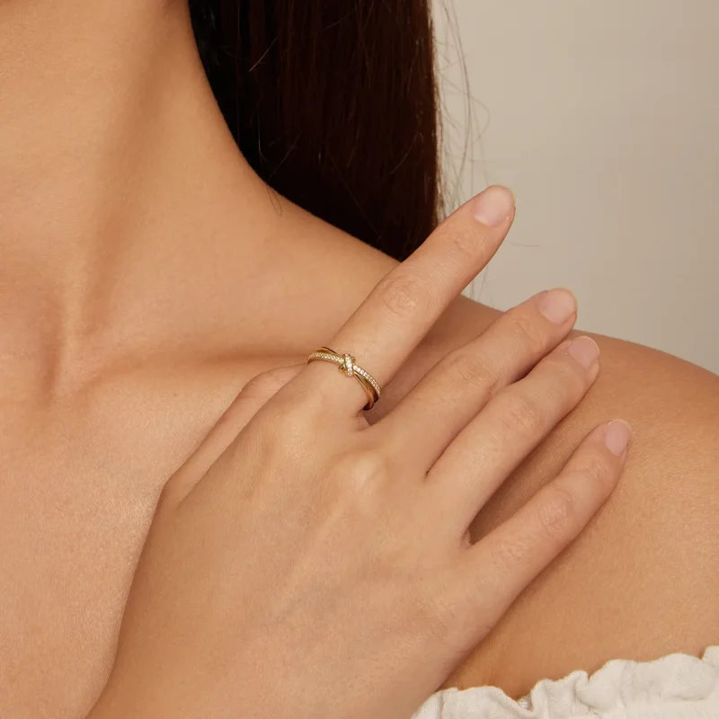 (imagine pentru) Inel stil Pandora cu nod aurit - SCR896-B - Vizualizare 4