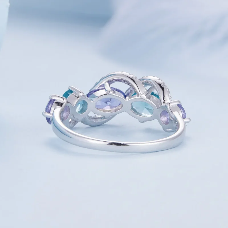 (imagine pentru) Inelul de înfășurare luxos cu nano-zircon colorat în stil Pandora - BSR402 - Vizualizare 4