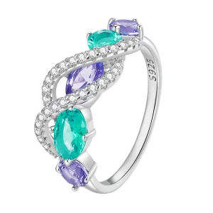 (imagine pentru) Inelul de înfășurare luxos cu nano-zircon colorat în stil Pandora - BSR402