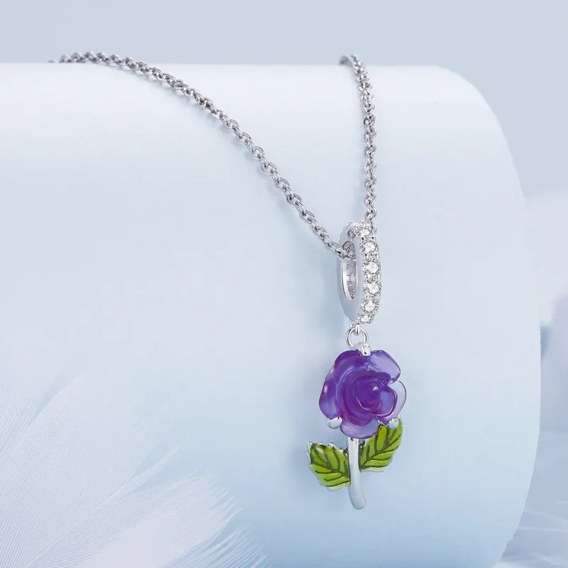 (imagine pentru) Pandantiv stil Pandora cu cristal, roz - BSC824-VT - Vizualizare 2