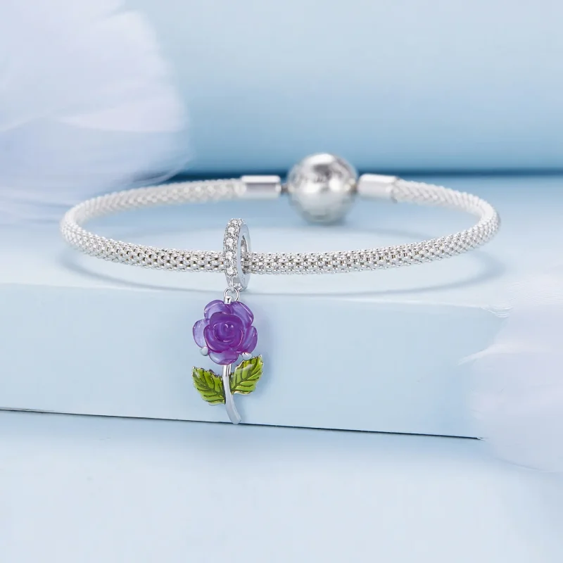 (imagine pentru) Pandantiv stil Pandora cu cristal, roz - BSC824-VT - Vizualizare 3