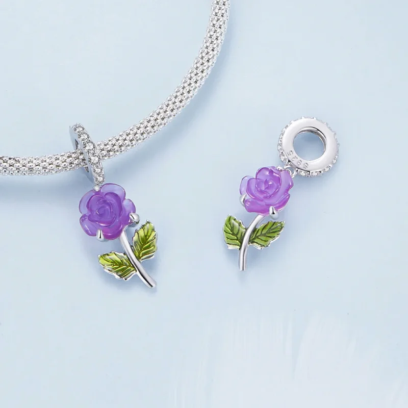 (imagine pentru) Pandantiv stil Pandora cu cristal, roz - BSC824-VT - Vizualizare 4