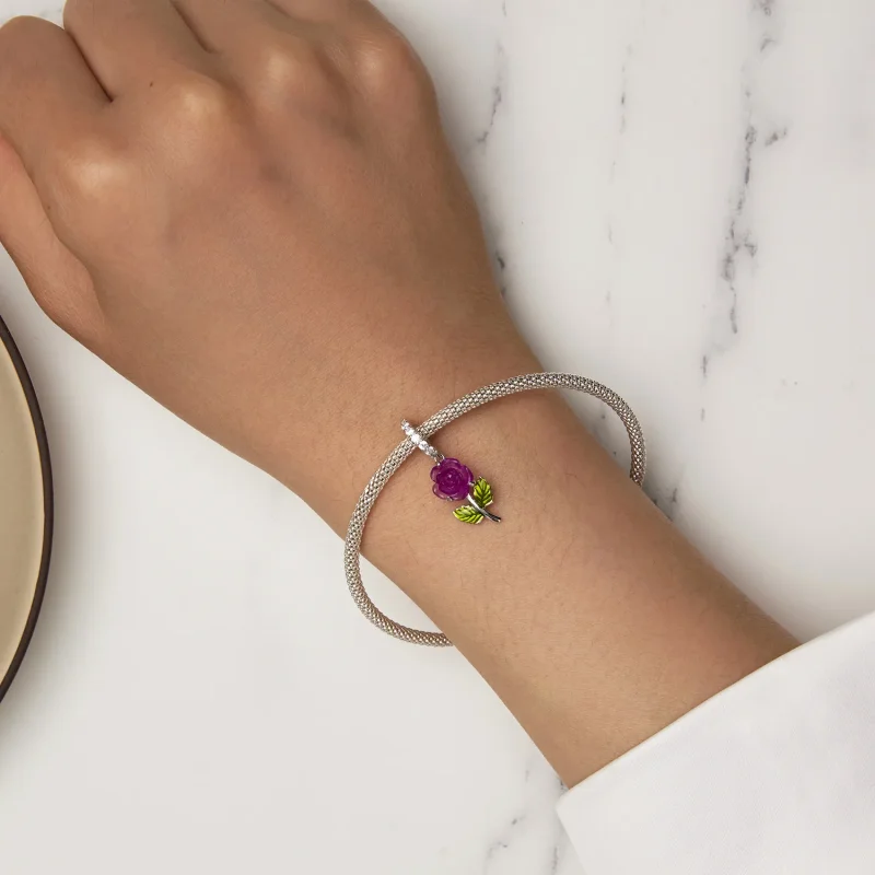 (imagine pentru) Pandantiv stil Pandora cu cristal, roz - BSC824-VT - Vizualizare 5